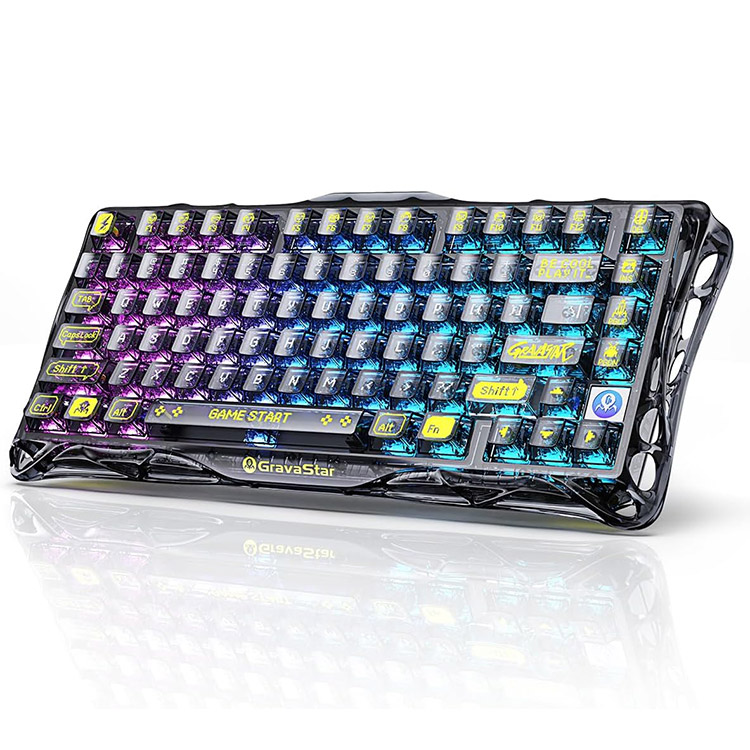 خرید کیبورد GravaStar Mercury K1 Lite - بی‌سیم - سوییچ مکانیکی خطی - سیاه شفاف